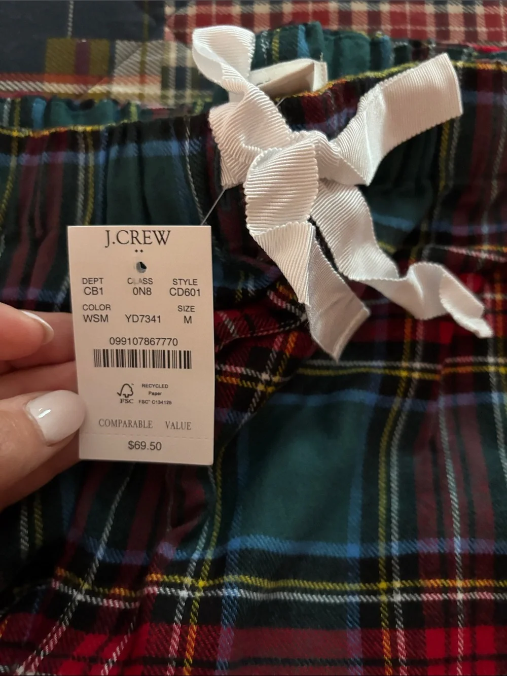 J. Crew Men's Tartan Plaid pajama pants in Green & Red